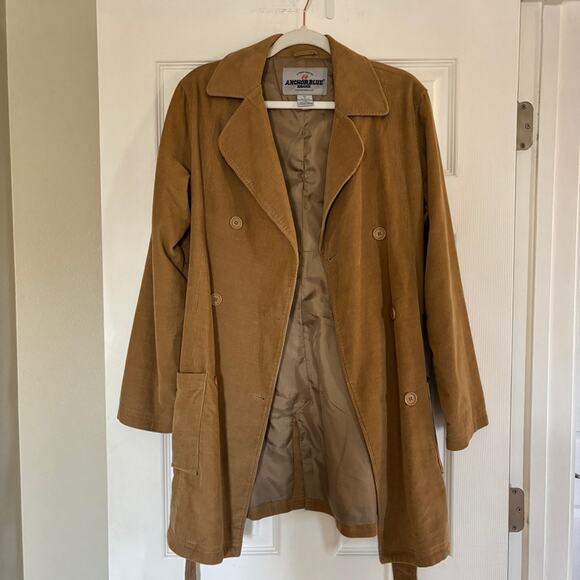Anchor Blue Camel Brown Corduroy Blazer Trench Coat Medium - Picture 4 of 4